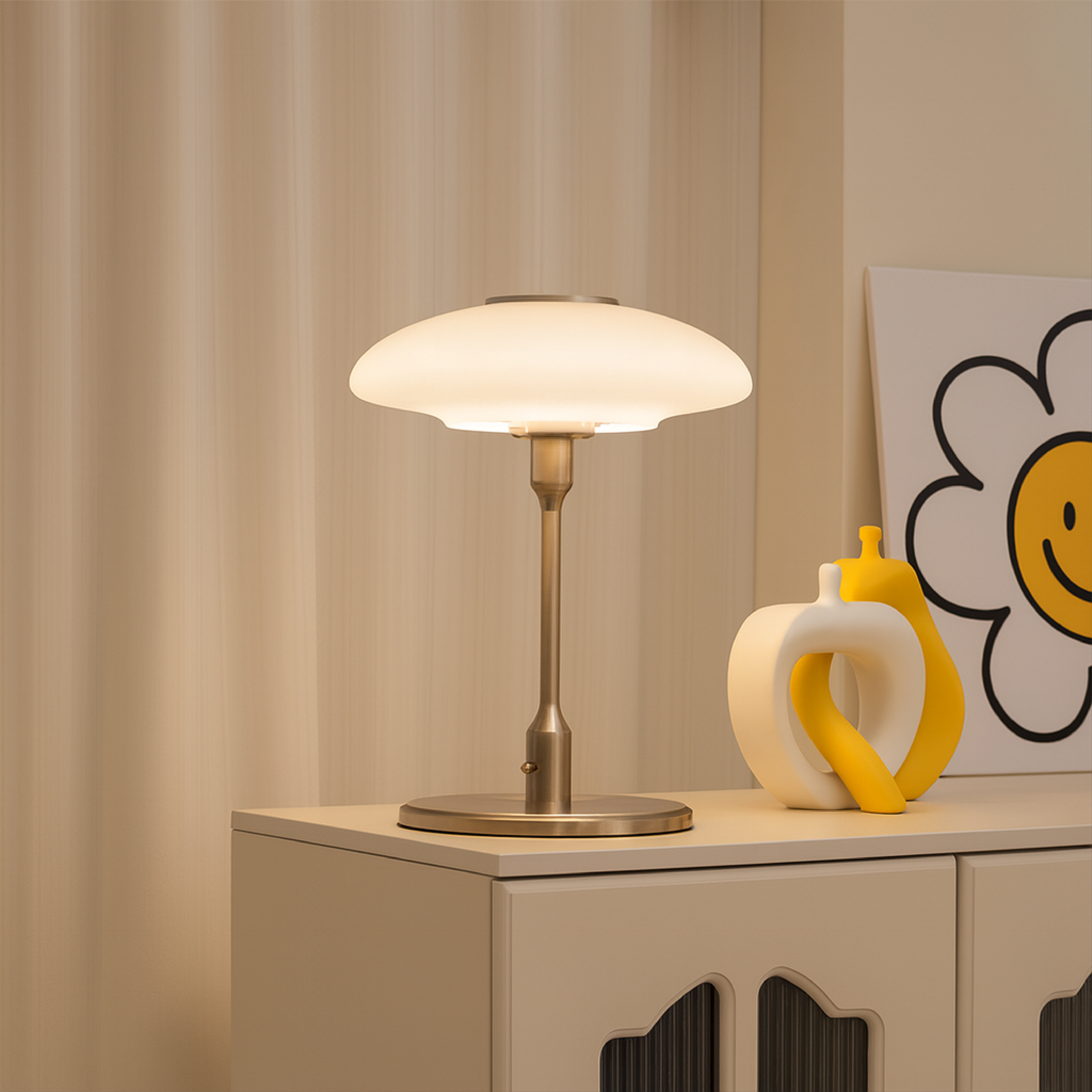 Lampa Stołowa Szklana - Nowoczesna Lampa Stołowa Czarna do Salonu 30 cm 3