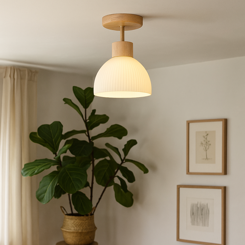Lampa Sufitowa Ailse - Nowoczesna Lampa LED z Drewna i Żelaza do Salonu i Kuchni 1