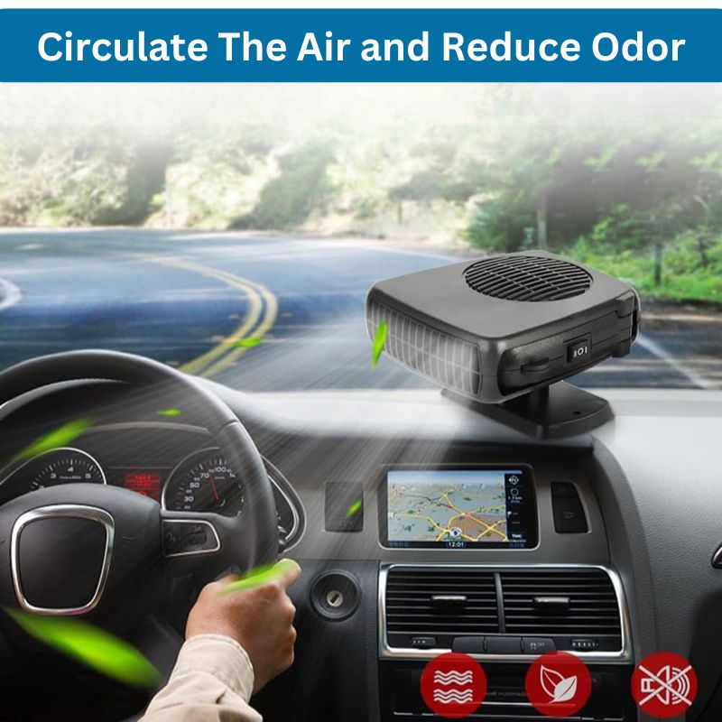 Przenośny Grzejnik Samochodowy 12V z Obrotową Podstawą 360° i Wentylatorem 4