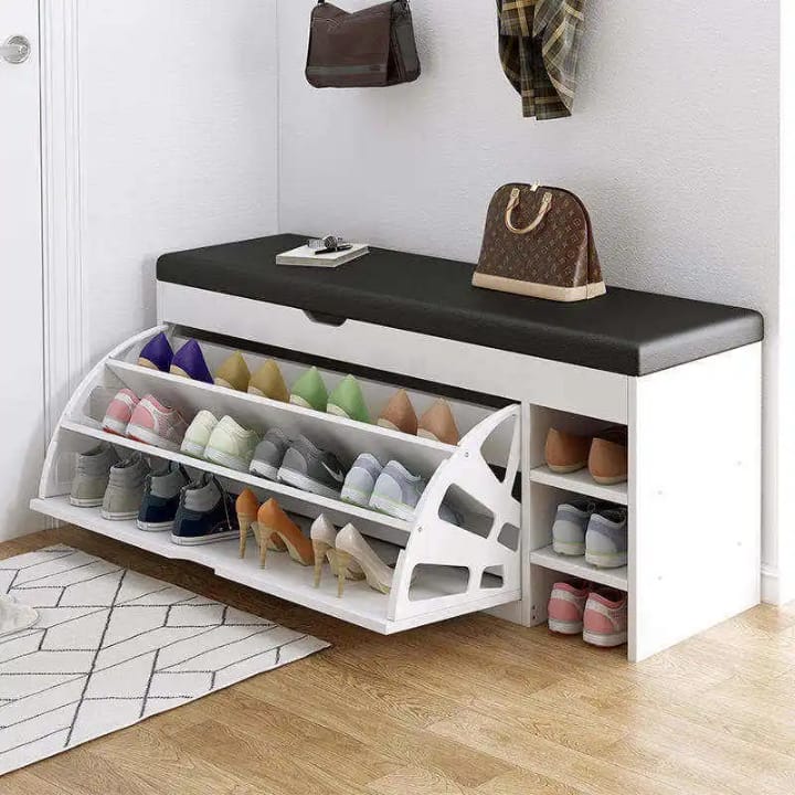 Składana Szafka na Buty z Siedziskiem - 3 Poziomy, Stylowy Design 100x51x30 cm