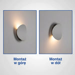 Porównanie białych lamp łazienkowych, światło w górę i w dół