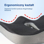 Zbliżenie poduszki z pianki memory z ergonomicznymi krzywiznami.