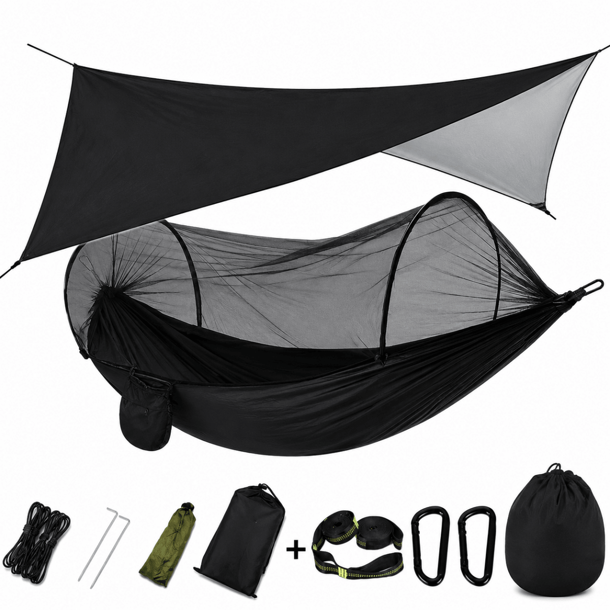 Hamak Kempingowy z Moskitierą i Plandeką Przeciwdeszczową – Lekki, Wodoodporny, dla Dwóch Osób 8