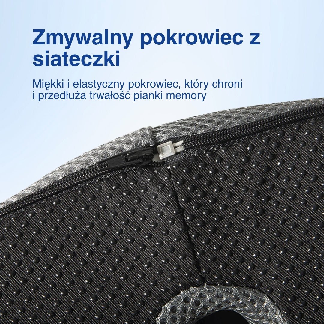 Zbliżenie poduszki z pianki memory z teksturowaną powierzchnią.