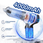 Schemat mocy ssania i funkcji bezprzewodowego odkurzacza samochodowego.