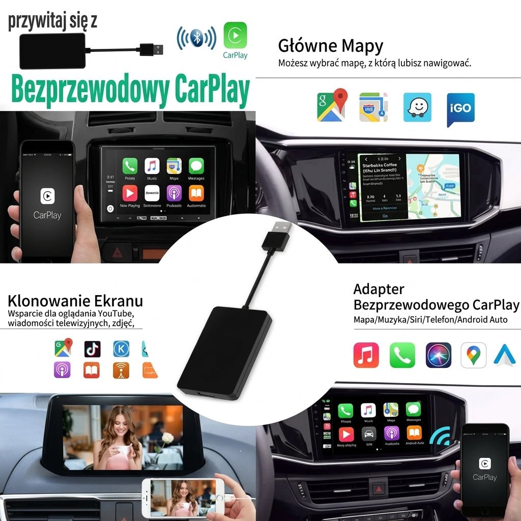 Adapter CarPlay i Android Auto Bezprzewodowy – Kompatybilny z Większością Samochodów 8