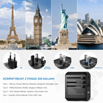 Adapter Podróżny Wieloportowy z Wymiennymi Wtyczkami i 4 Portami USB do Ładowania