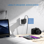 Adapter Podróżny Wieloportowy z Wymiennymi Wtyczkami i 4 Portami USB do Ładowania