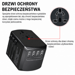 Adapter Podróżny Wieloportowy z Wymiennymi Wtyczkami i 4 Portami USB do Ładowania