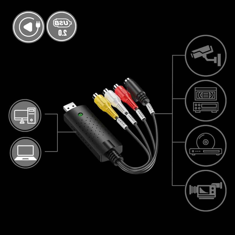 Adapter USB 2.0 do Przechwytywania Wideo – Konwersja VHS na Cyfrowy Format, Plug-and-Play 7