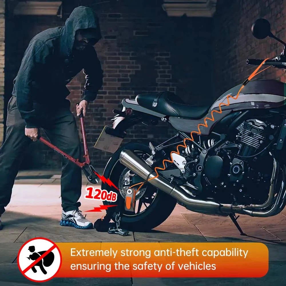 Alarm Blokady Tarczy Motocyklowej z Syreną 120 dB – Wodoodporna Obudowa IP67, Kompatybilny z Tarczami do 6 cm 3