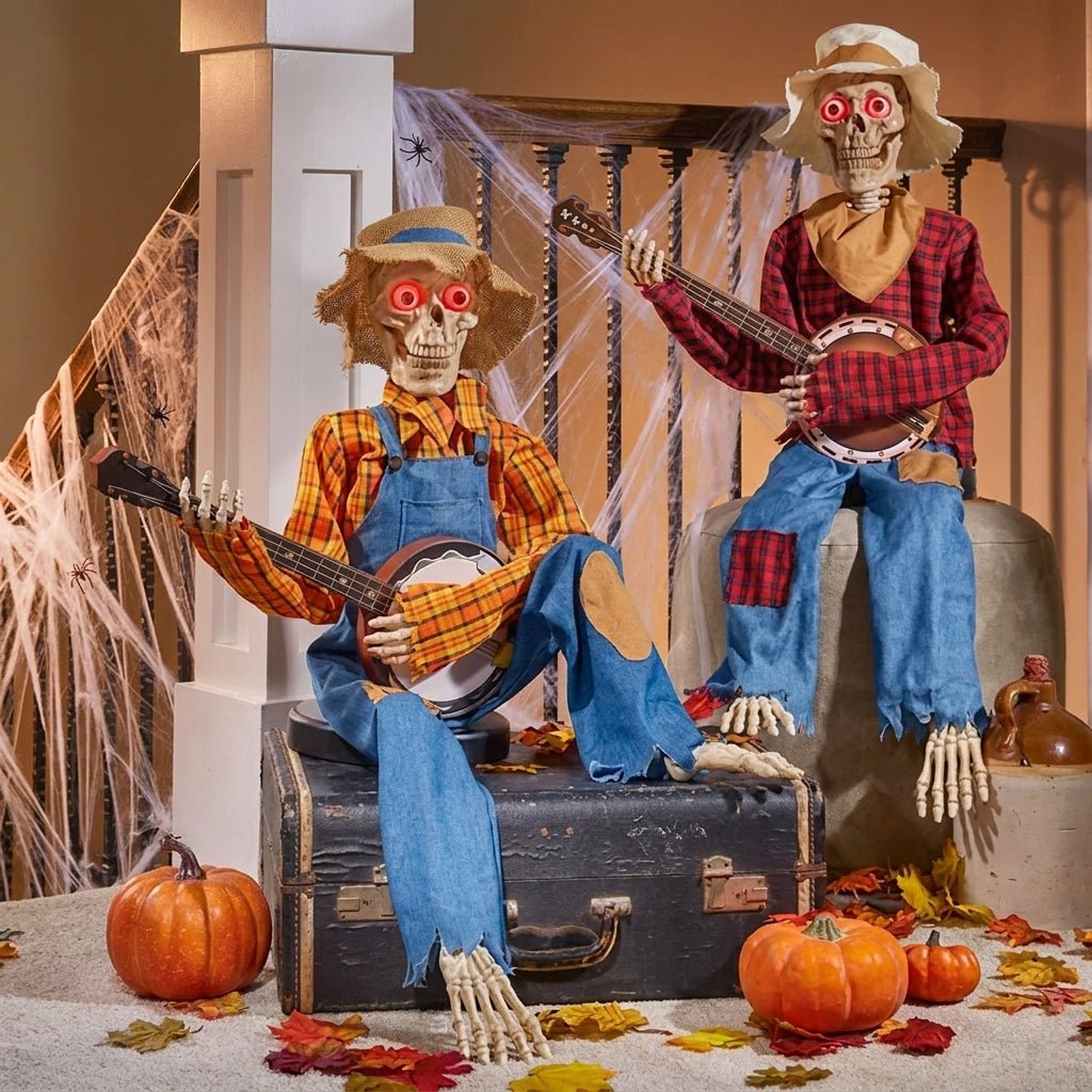 Animowany Szkielet na Halloween z Banjo – Dekoracja z Czujnikiem Ruchu i Dźwięku 9