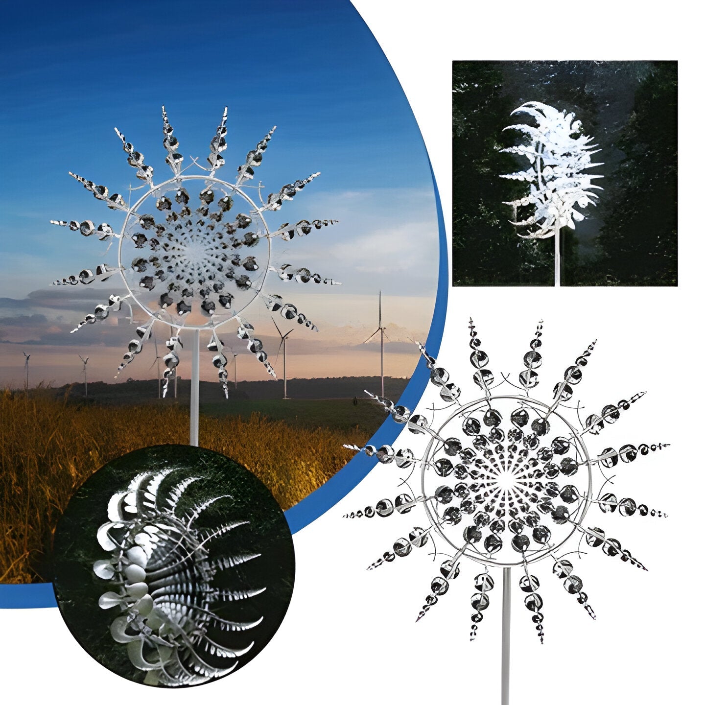 Antykorozyjny Wiatrak Ogrodowy Kinetyczny 151 cm - Elegancka Dekoracja Do Ogrodu 2