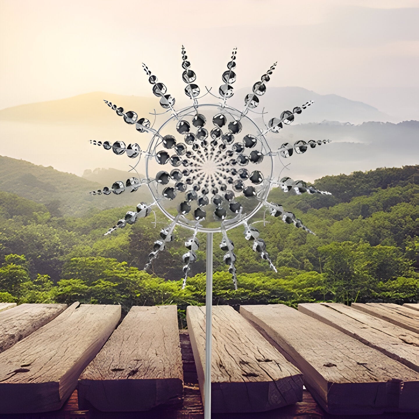 Antykorozyjny Wiatrak Ogrodowy Kinetyczny 151 cm - Elegancka Dekoracja Do Ogrodu 3