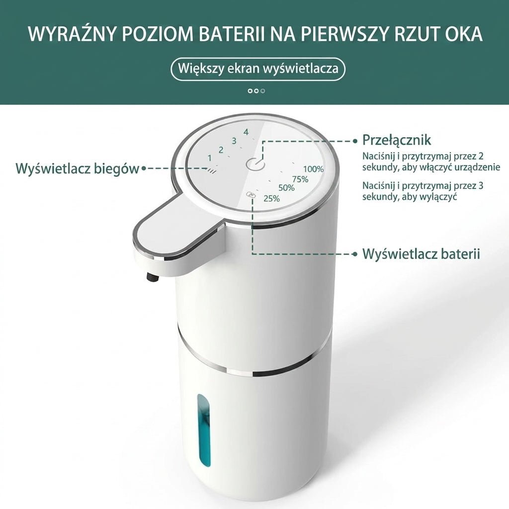 Bezdotykowy Dozownik Do Mydła USB – Automatyczny, Wodoodporny, Pojemność 380 ml 6