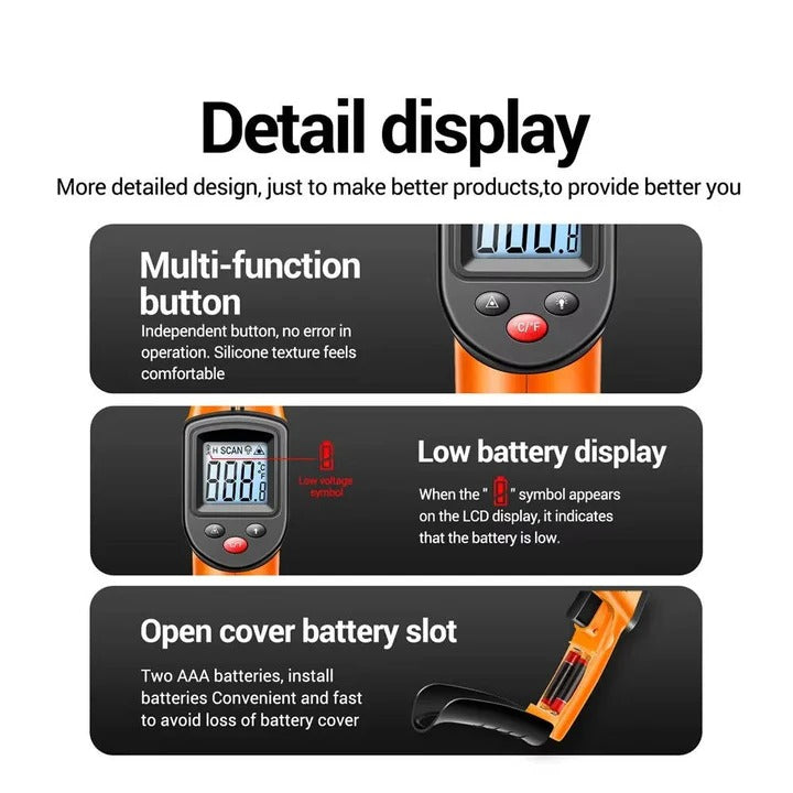 Bezdotykowy Termometr Na Podczerwień Z Laserowym Celowaniem - Szybki Pomiar Temperatury 6