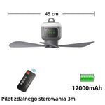 Bezprzewodowy Wentylator z Pilotem – 30 Godzin Pracy, 3 Tryby Wiatru, Oświetlenie 360° 3