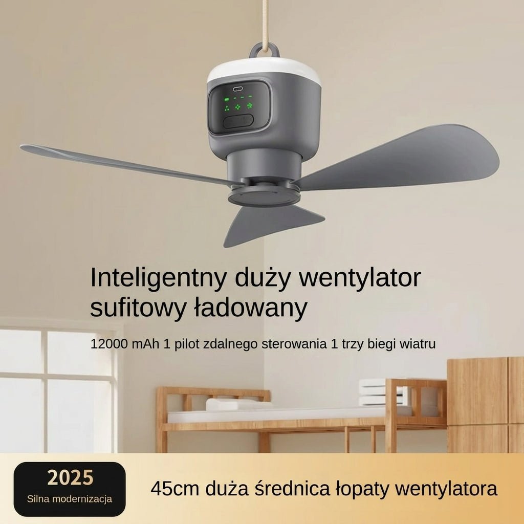 Bezprzewodowy Wentylator z Pilotem – 30 Godzin Pracy, 3 Tryby Wiatru, Oświetlenie 360° 5