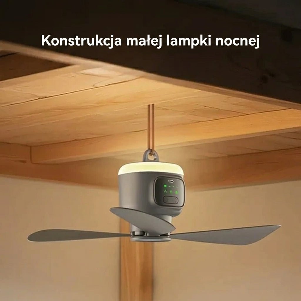 Bezprzewodowy Wentylator z Pilotem – 30 Godzin Pracy, 3 Tryby Wiatru, Oświetlenie 360° 10