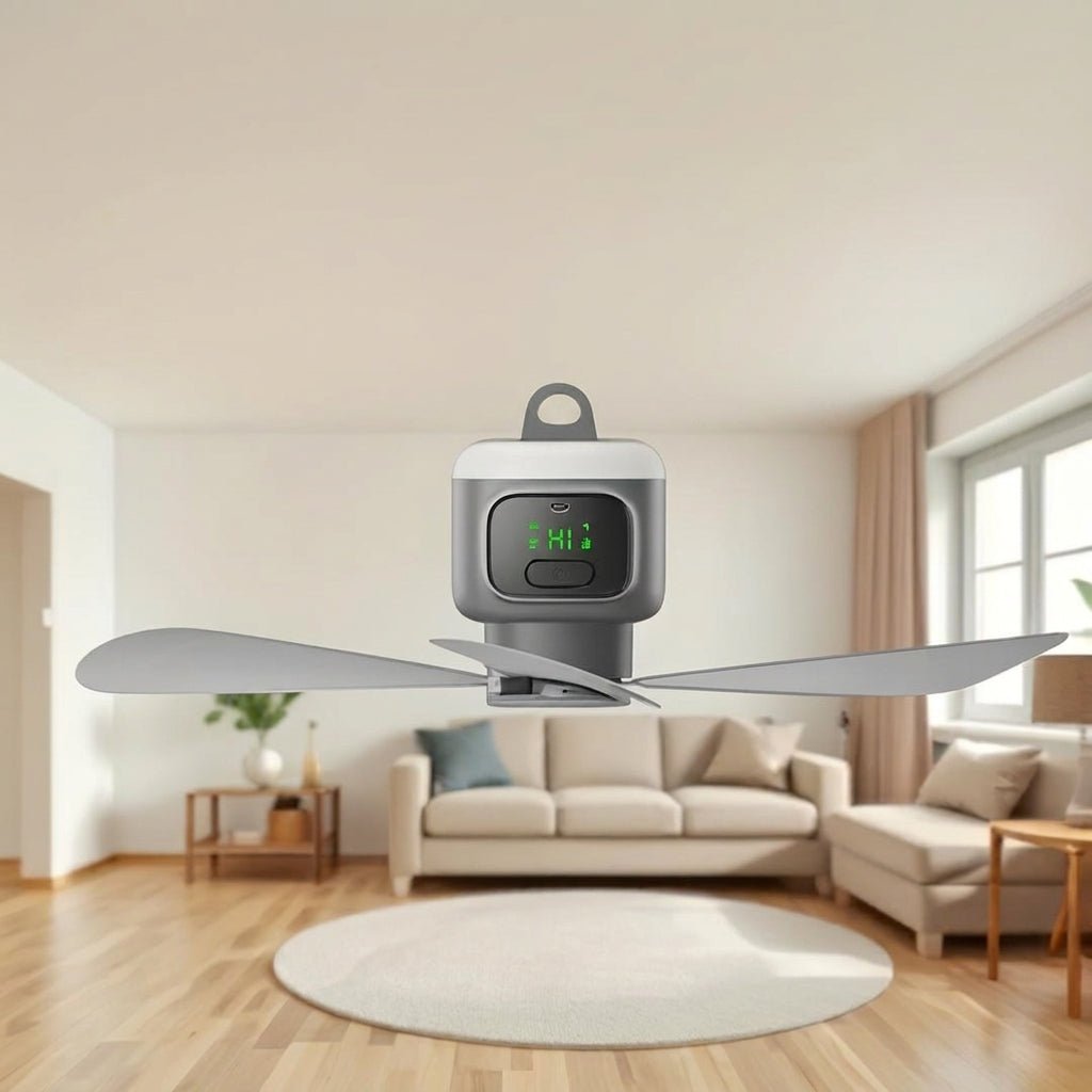 Bezprzewodowy Wentylator z Pilotem – 30 Godzin Pracy, 3 Tryby Wiatru, Oświetlenie 360° 11