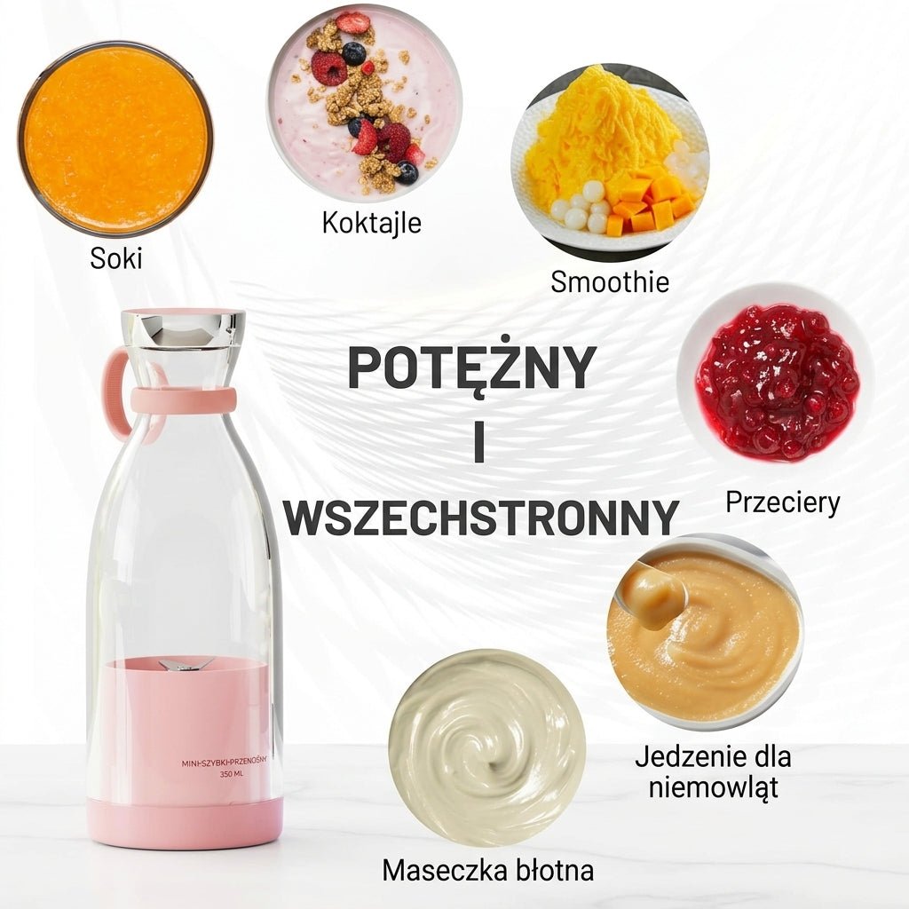 Blender Elektryczny 350 ml z Funkcją Samooczyszczania – Przenośny do Koktajli i Soków 4