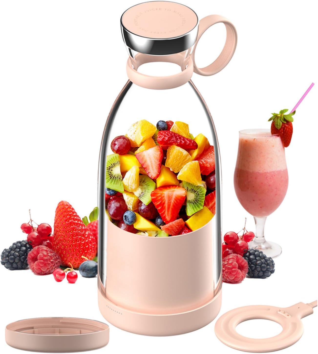 Blender Elektryczny 350 ml z Funkcją Samooczyszczania – Przenośny do Koktajli i Soków 0