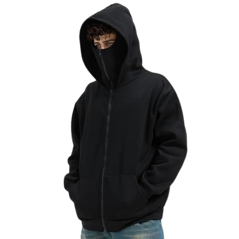 Bluza Z Kapturem i Kominiarką Unisex Na Zimę – Pełny Zamek i Ochrona Przed Wiatrem 0