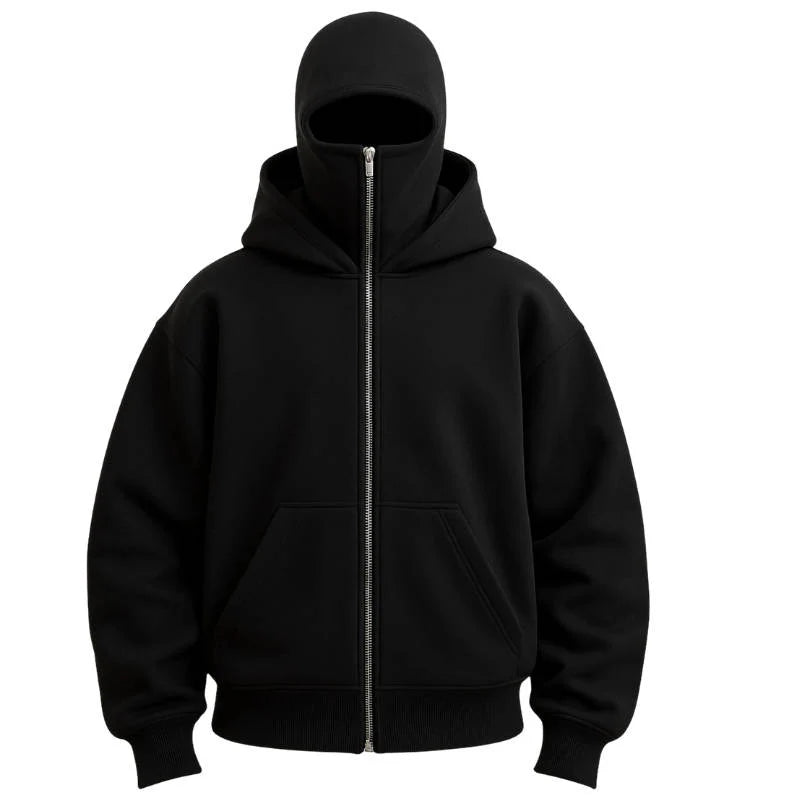 Bluza Z Kapturem i Kominiarką Unisex Na Zimę – Pełny Zamek i Ochrona Przed Wiatrem 1