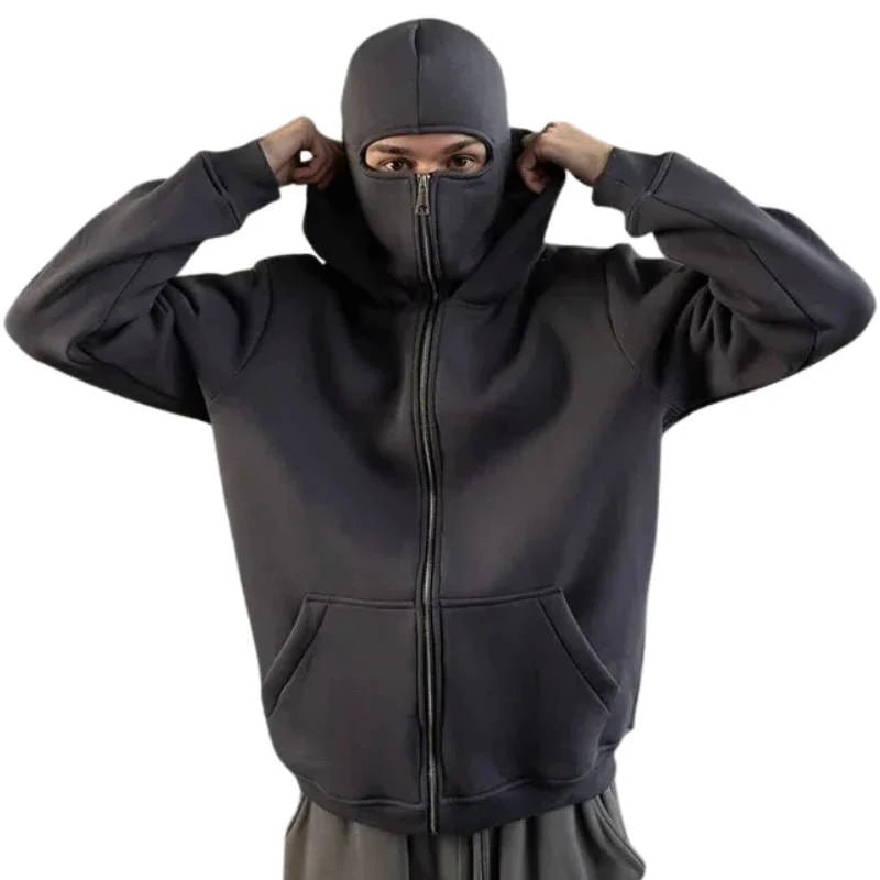 Bluza Z Kapturem i Kominiarką Unisex Na Zimę – Pełny Zamek i Ochrona Przed Wiatrem 6