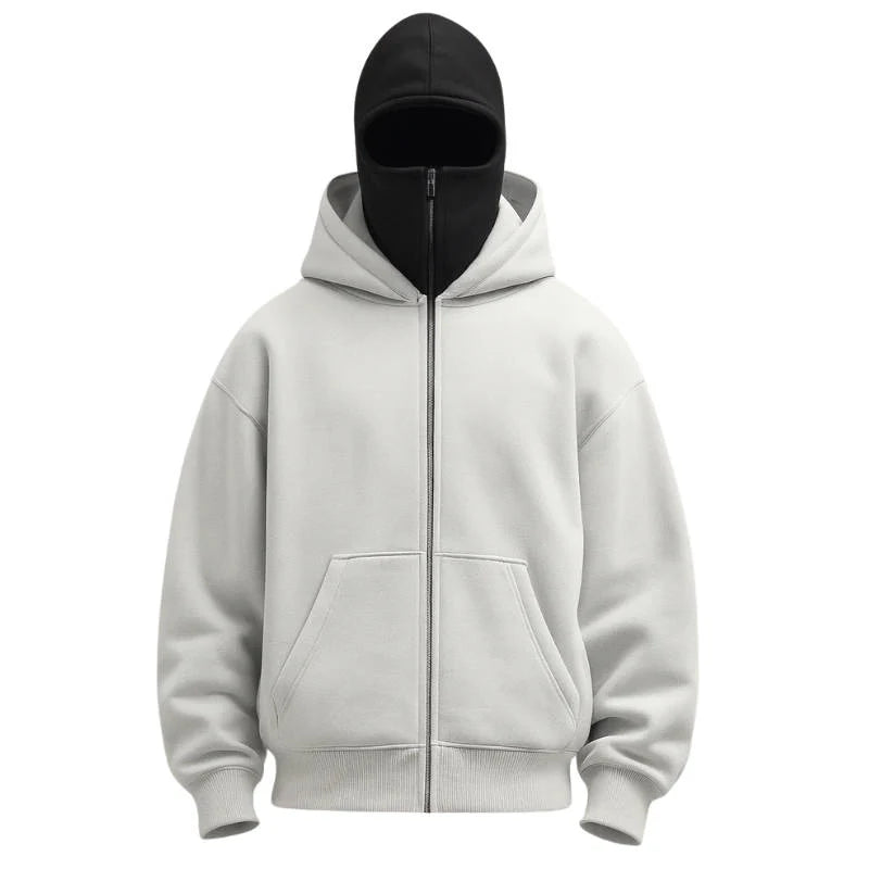 Bluza Z Kapturem i Kominiarką Unisex Na Zimę – Pełny Zamek i Ochrona Przed Wiatrem 8