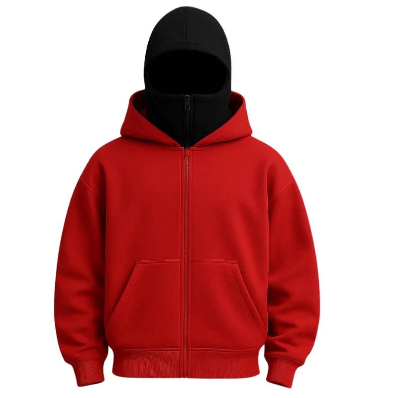 Bluza Z Kapturem i Kominiarką Unisex Na Zimę – Pełny Zamek i Ochrona Przed Wiatrem 9
