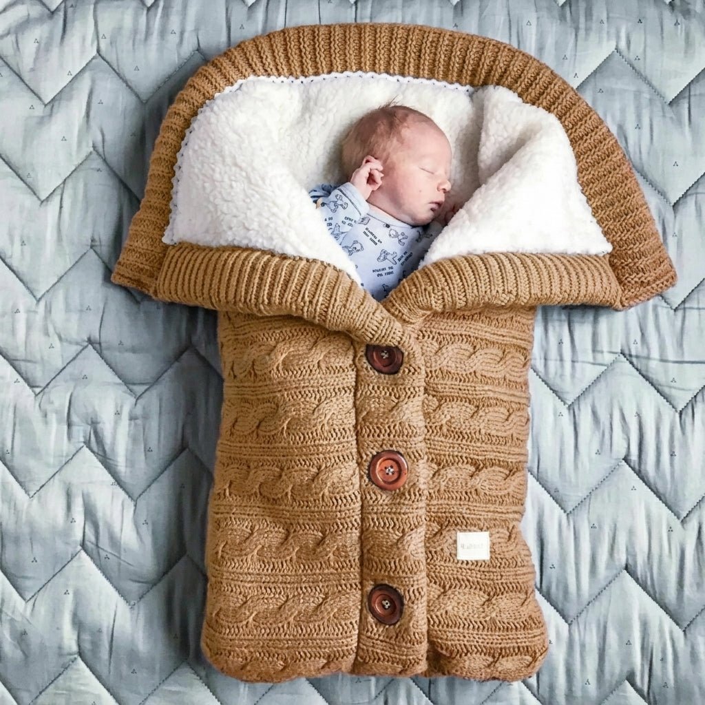 Kocyk Dziecięcy 70x40 cm z Polaru i Lnu – Ciepły i Miękki do Wózka 