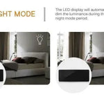 Budzik Cyfrowy LED z Lustrem – Lampka Nocna z Termometrem i Kalendarzem do Sypialni 7