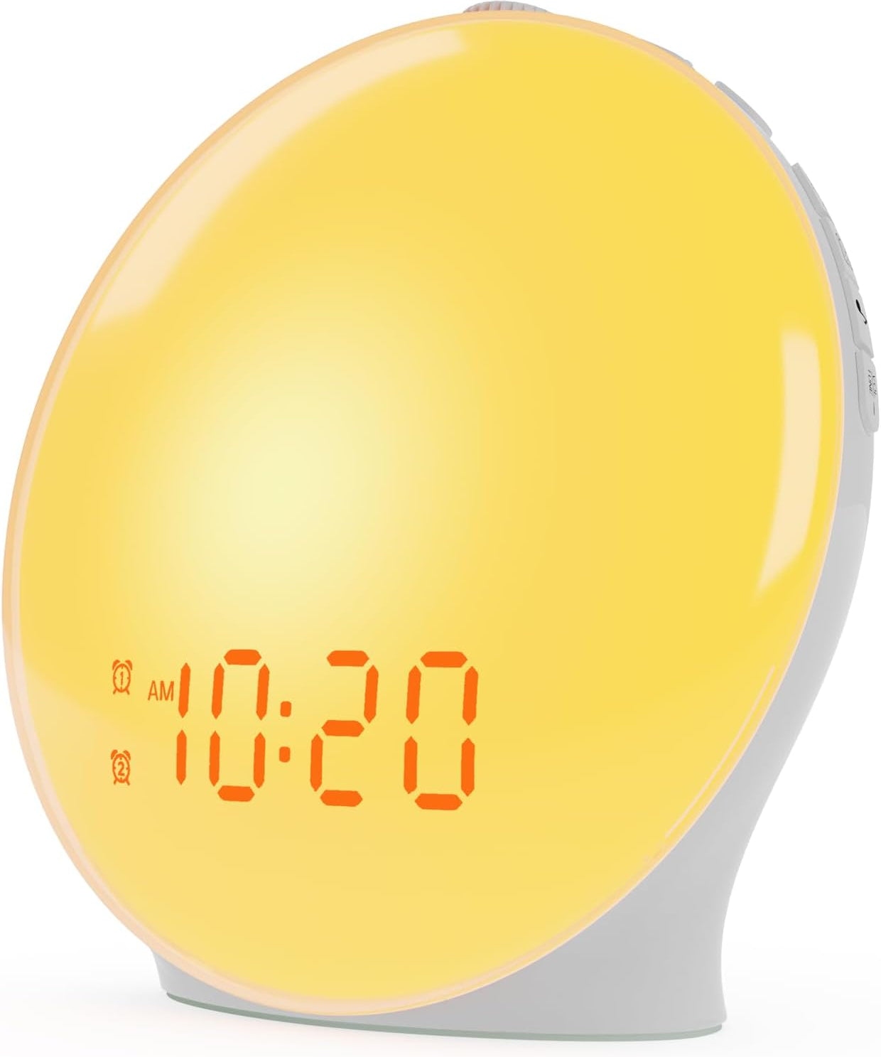 Budzik Świetlny z Symulacją Wschodu Słońca – Podwójny Alarm, Regulacja Jasności, Radio FM 0