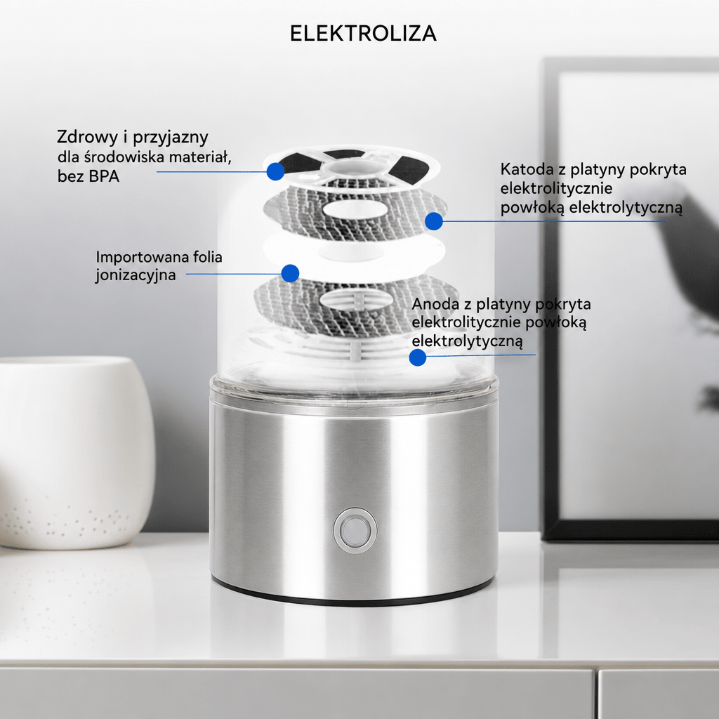 Butelka na Wodę Wodorową z Elektrolizą – Przenośna Butelka do Wody Ładowana przez USB