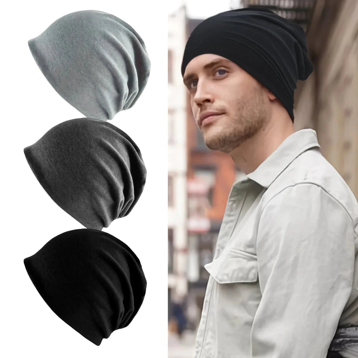 Czapka Beanie Męska Unisex z Polibawełny – Oddychająca, Luźny Krój na Cały Rok 1