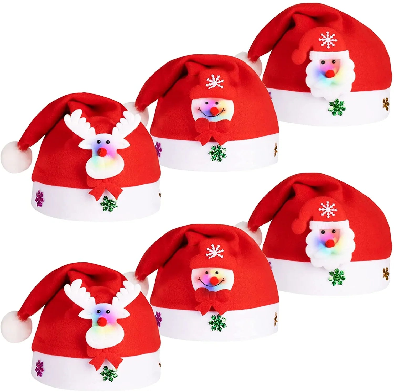 Czapka Świąteczna z LED – Pluszowa, Zmiennokolorowe Oświetlenie, Uniwersalny Rozmiar 1