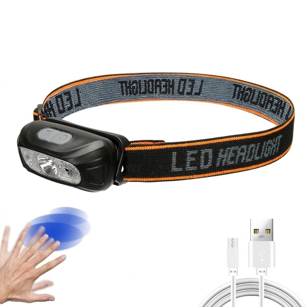 Latarka Czołowa LED USB z Czujnikiem Ruchu – Idealna do Wędkowania i Biwakowania 1