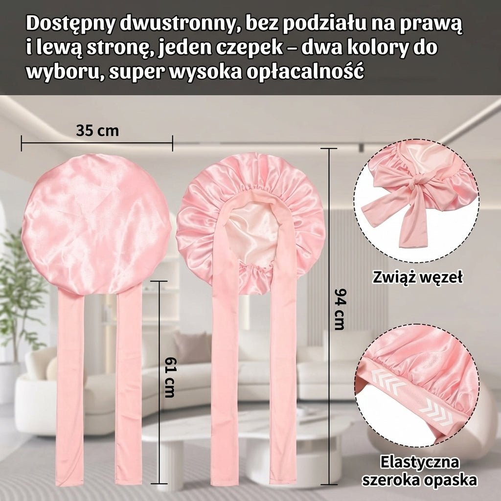 Czepek Jedwabny na Noc z Regulacją – Ochrona Włosów przed Łamaniem i Puszeniem 3