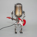 Robot Mikrofonowy z Lampą Gitarową – Metalowa Dekoracja Wnętrza w Stylu Retro 5