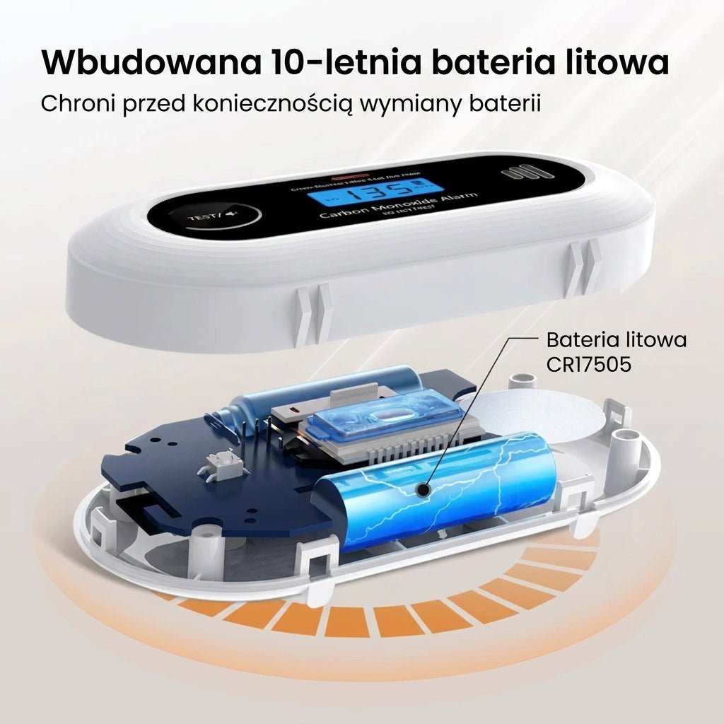 Detektor Tlenku Węgla z Wyświetlaczem LCD – Alarm 85 dB, 10 Lat Żywotności Baterii, Czujnik Czadu 4