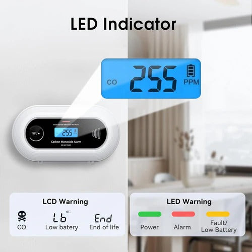 Detektor Tlenku Węgla z Wyświetlaczem LCD – Alarm 85 dB, 10 Lat Żywotności Baterii 2