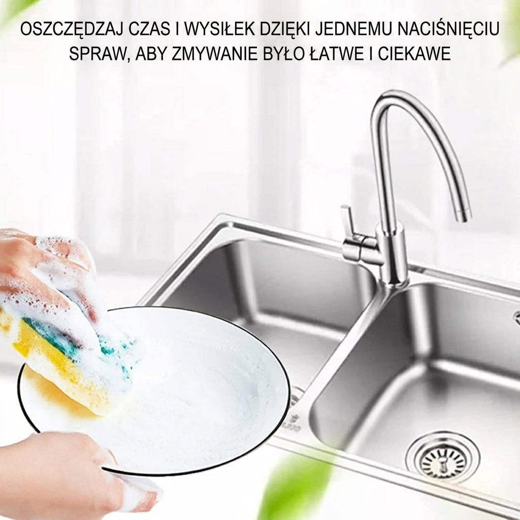 Dozownik na Płyn do Naczyń 2 w 1 z Gąbką – Pojemność 380 ml, Szczelny System, Do Kuchni 7