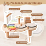 Drewniana Stacja Muzyczna dla Dzieci - Ksylofon, Bęben, Tamburyn, Zabawki Edukacyjne 2-6 lat 4