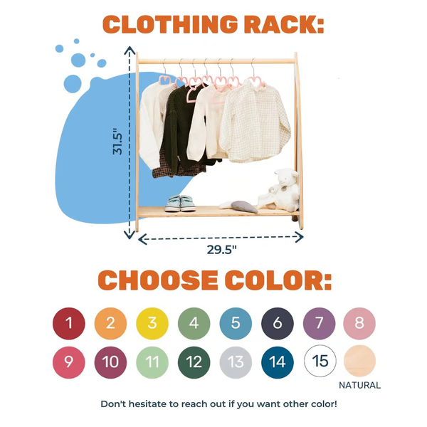 Drewniany Wieszak Montessori Dla Dzieci Z Półką - Ekologiczny I Bezpieczny 3