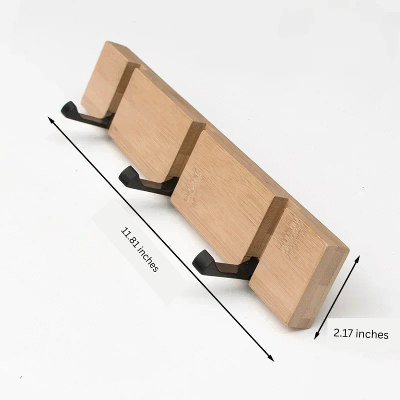 Drewniany Wieszak Na Ubrania Na Ścianę Z Ukrytymi Haczykami - Minimalistyczny Design 0