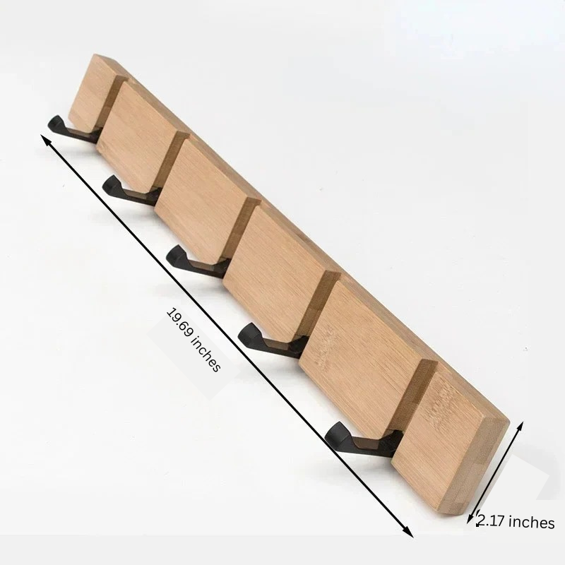 Drewniany Wieszak Na Ubrania Na Ścianę Z Ukrytymi Haczykami - Minimalistyczny Design 5