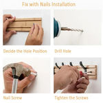 Drewniany Wieszak Ścienny Z Regulowanymi Haczykami Do Przedpokoju I Ubrań 2