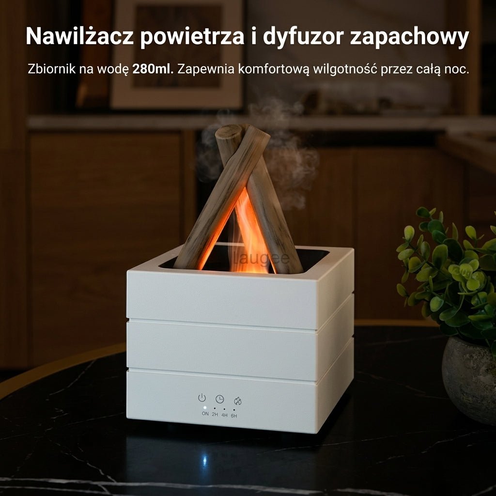 Dyfuzor Zapachowy do Olejków z Efektem Płomienia LED i Nawilżaczem – Cichy z Pilotem i Timerem 7