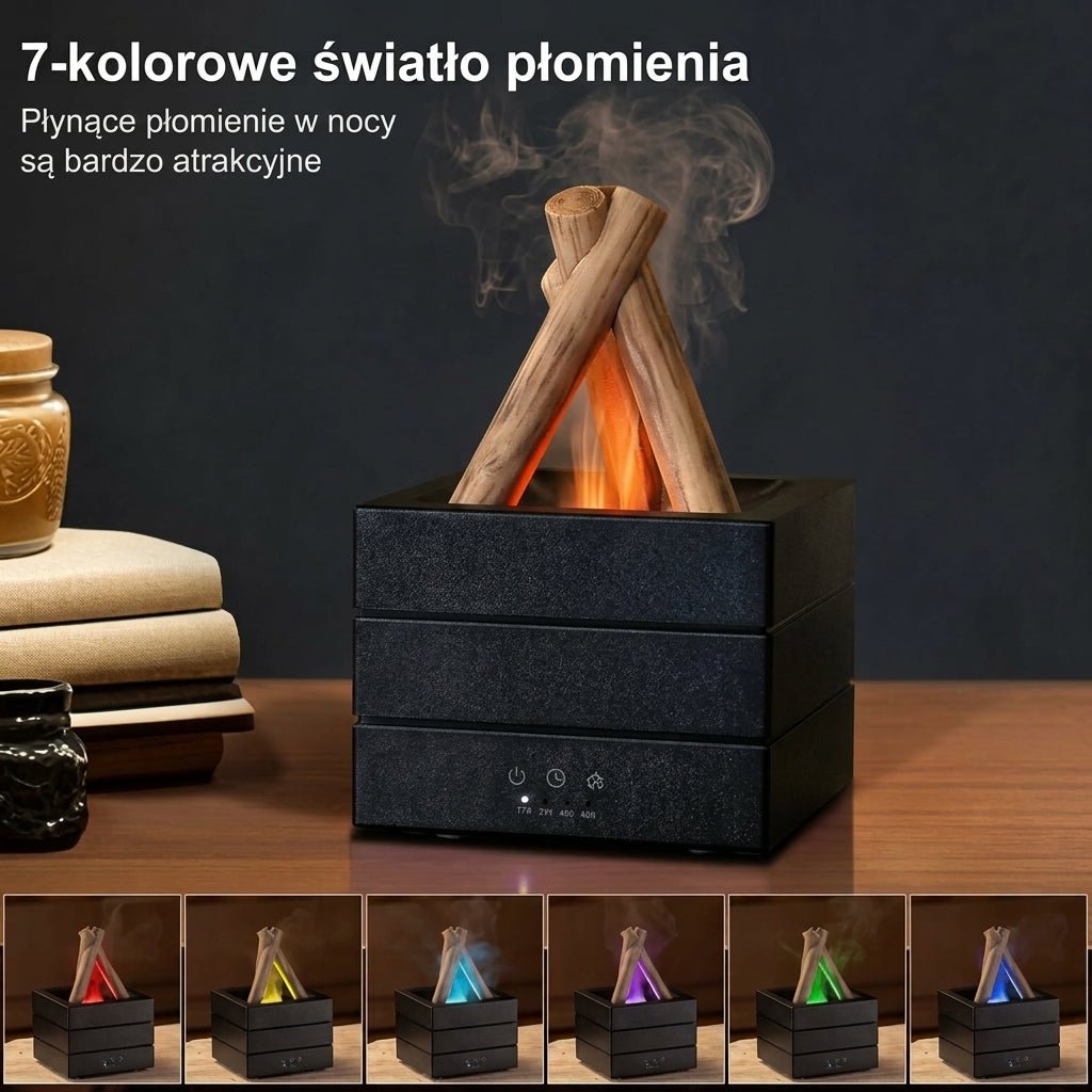 Dyfuzor Zapachowy do Olejków z Efektem Płomienia LED i Nawilżaczem – Cichy z Pilotem i Timerem 4